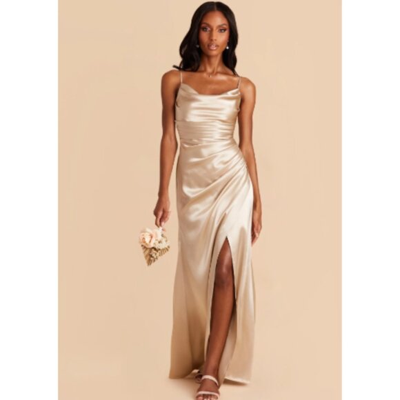 Birdy Grey Lydia Maxi Dress Shiny Gold Cowl Neck Mermaid Skirt Gown - NWT - 2X - Picture 1 of 9